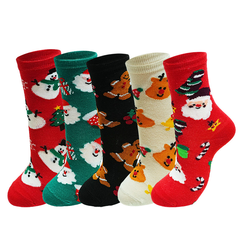 Christmas Holiday Socks Fashion Cotton Middle Tube Sock Festive Crew Socks